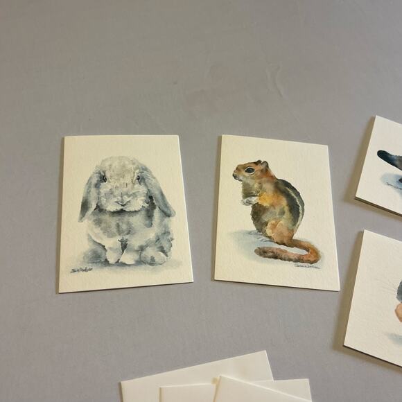 SW fine art set of blank animal print cards - Picture 2 of 9